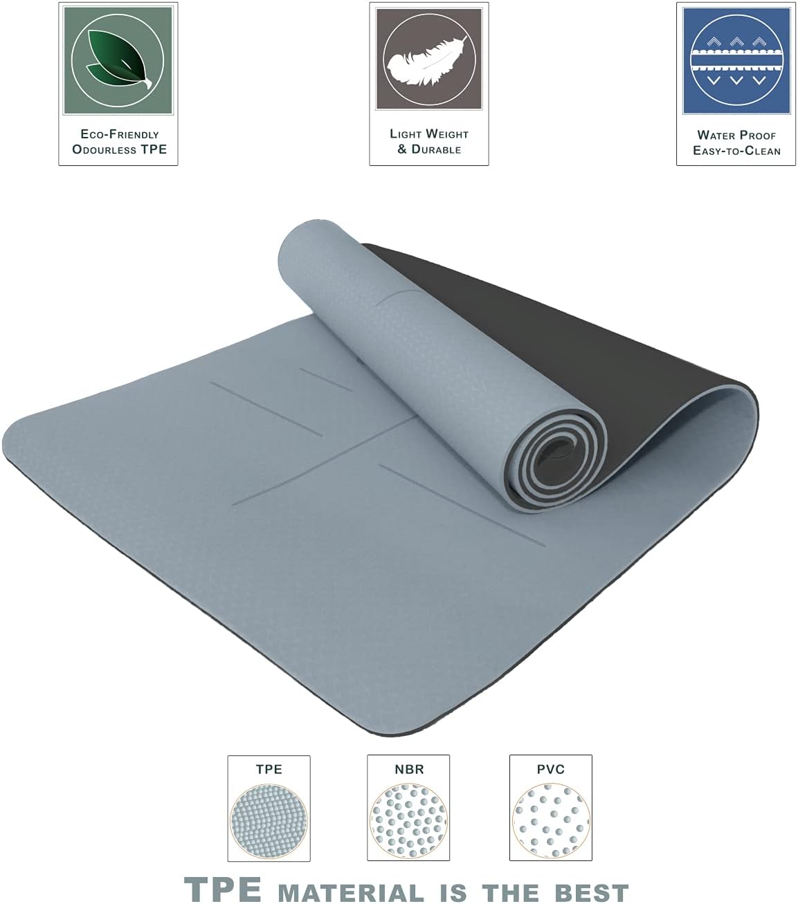 KOBONA Eco Mats Friendly TPE Yoga Mat with Strap Large Wide 8mm Extra Thick NEW