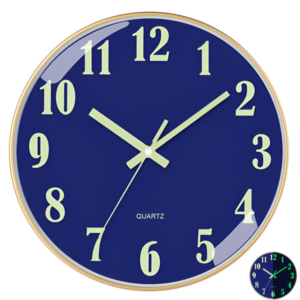 KCTOAMZ Glow-in-the-Dark Wall Clock Glowing Silent Non-Ticking HD Glass 12 NEW