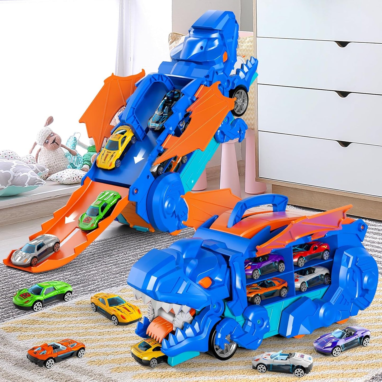 DRSM Dinosaur Ultimate Hauler Track Toy Transforms into Stomping Size 14 DEMO