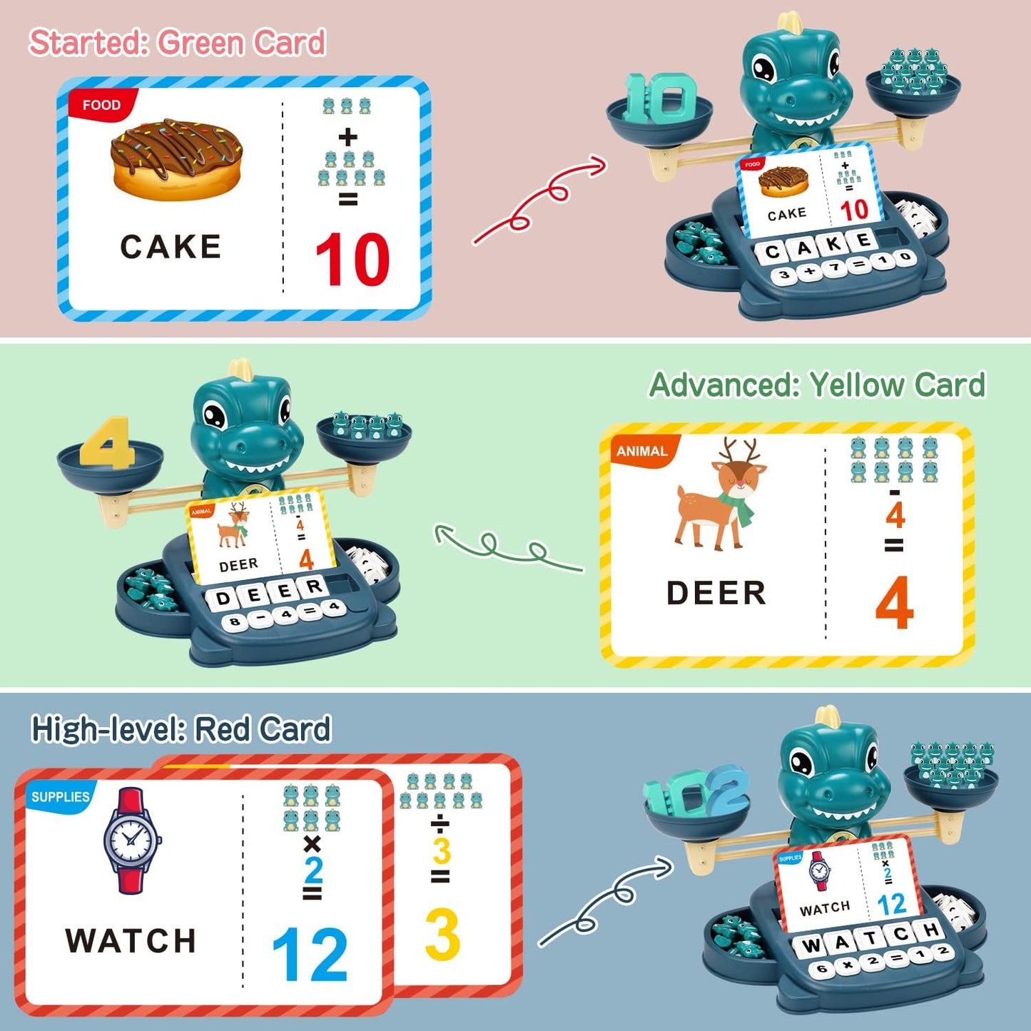 Qizebaby Kids Learning Toy Set Dinosaur Balance Counting Educational Playset NEW