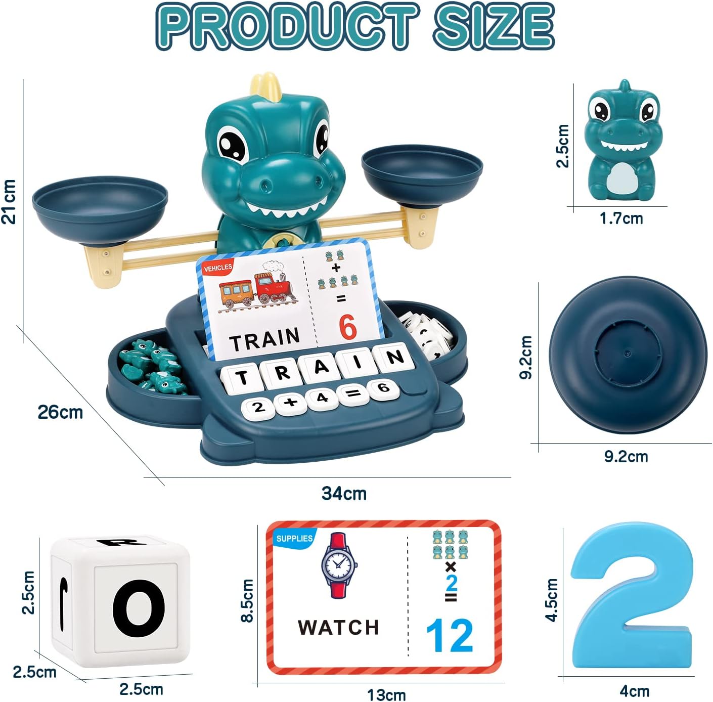 Qizebaby Kids Learning Toy Set Dinosaur Balance Counting Educational Playset NEW