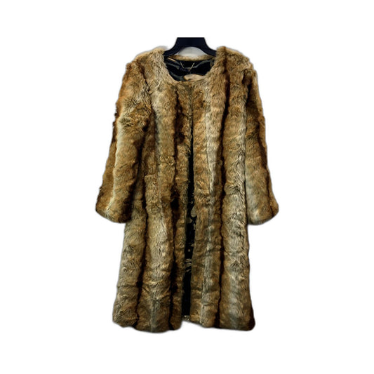 Charlie Brown Womens Faux Fur Coat Warm Comfortable Tan/Brown Size 10 NEW