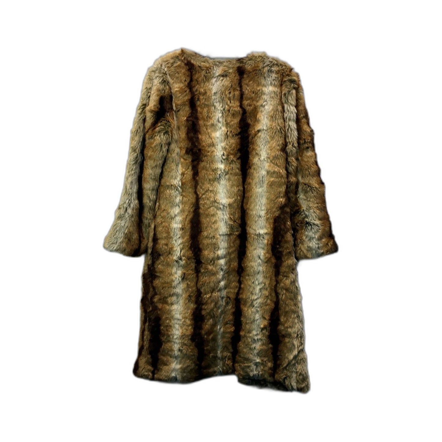 Charlie Brown Womens Faux Fur Coat Warm Comfortable Tan/Brown Size 10 NEW