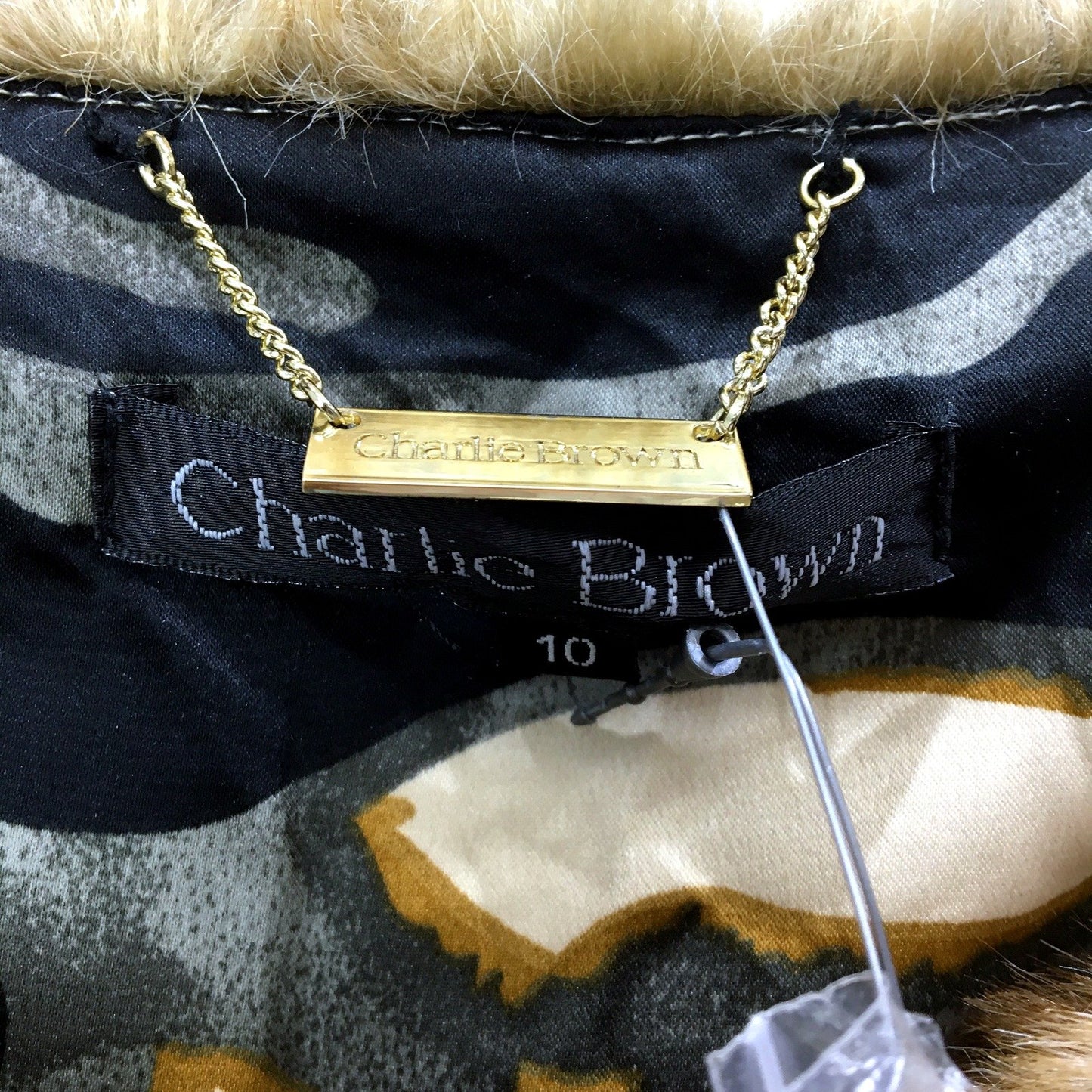 Charlie Brown Womens Faux Fur Coat Warm Comfortable Tan/Brown Size 10 NEW