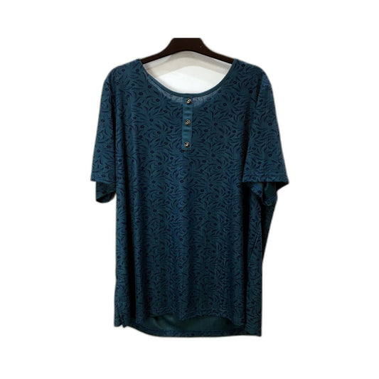 L.unda Womens Patterned T-Shirt Teal/Navy Comfortable Soft Size Medium NEW