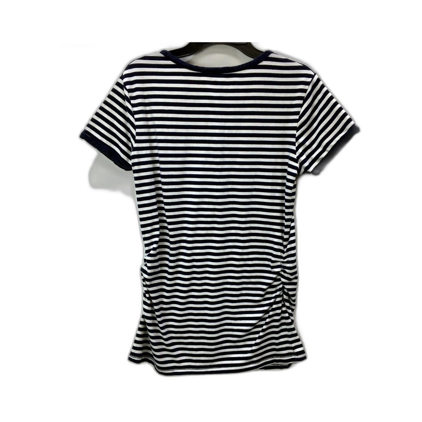 Bub020 Womens Striped Henley Shirt Navy and White Casual Cotton Size 10