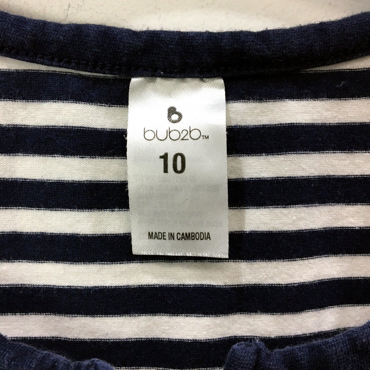 Bub020 Womens Striped Henley Shirt Navy and White Casual Cotton Size 10
