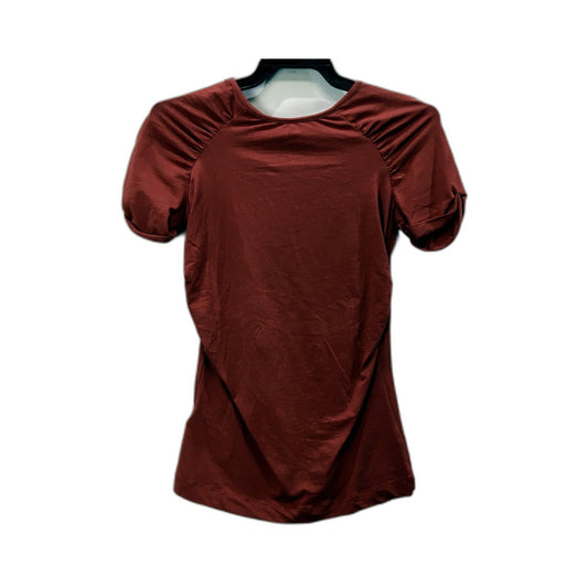 MNG Basics Womens Puff Sleeve Cotton Burgundy T-Shirt in Small NEW