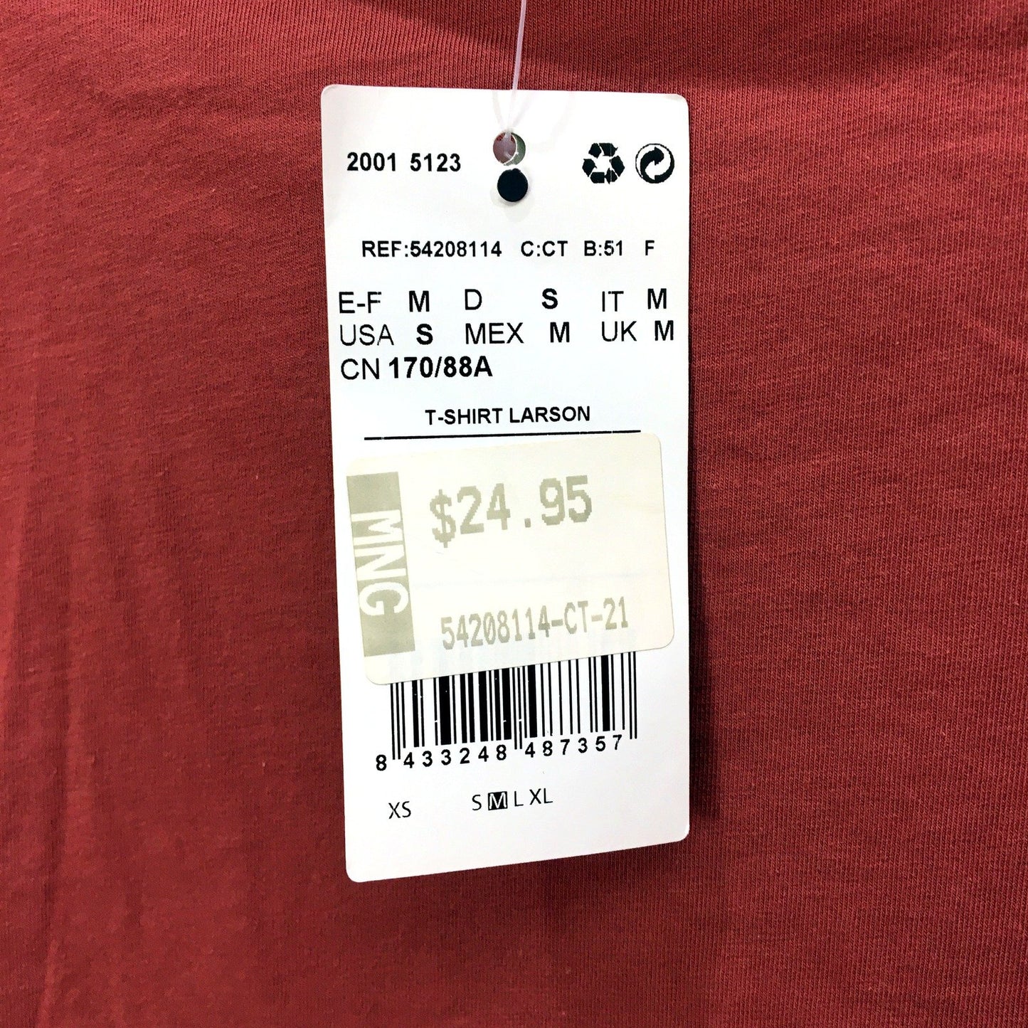 MNG Basics Womens Puff Sleeve Cotton Burgundy T-Shirt in Small NEW