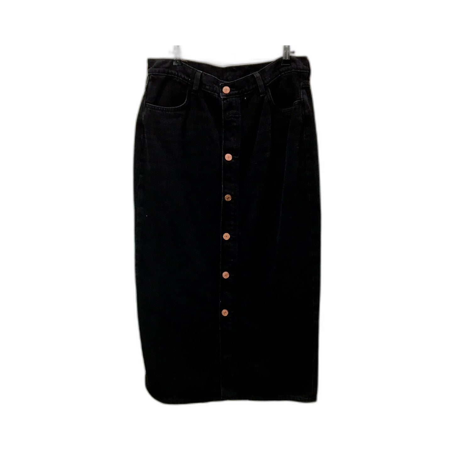 Monki Womens Denim Skirt Black Cotton Denim Midi Skirt Size 42