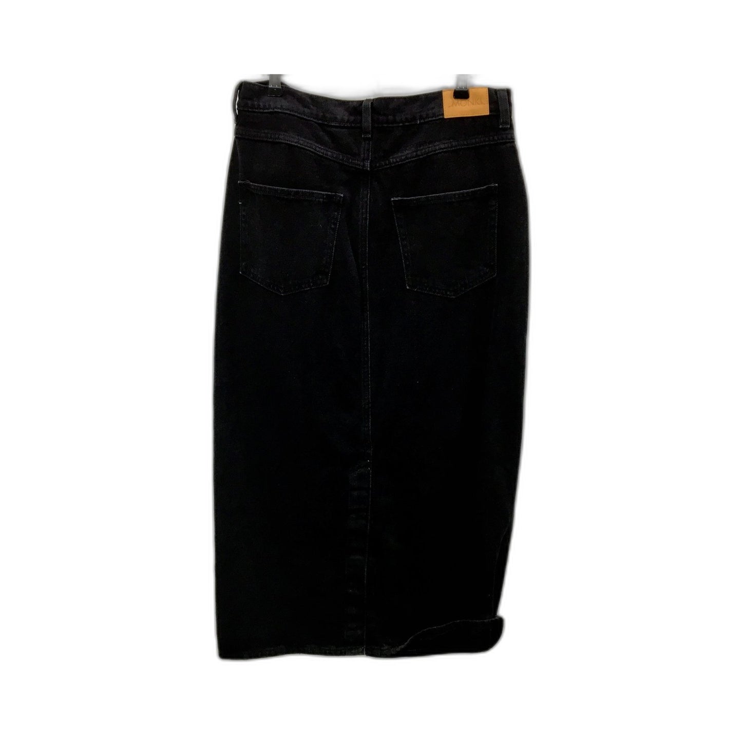 Monki Womens Denim Skirt Black Cotton Denim Midi Skirt Size 42