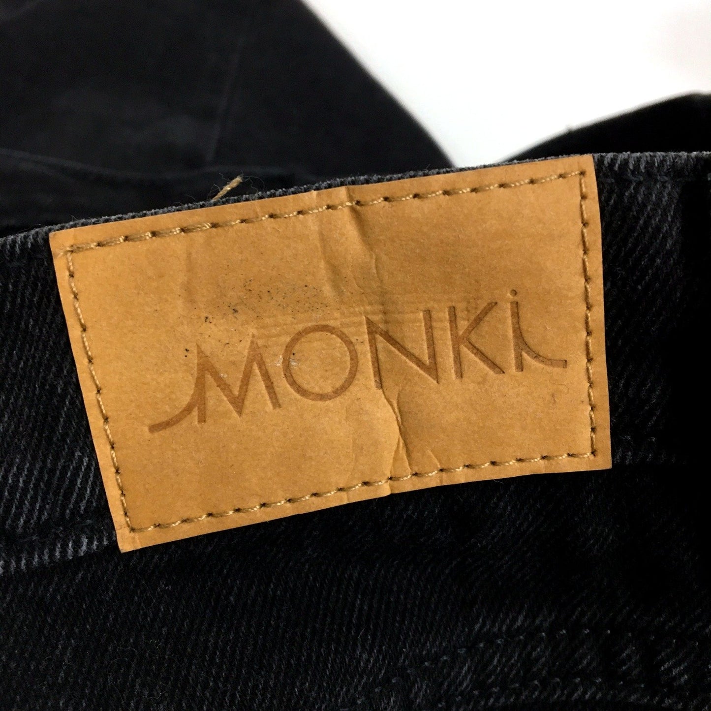 Monki Womens Denim Skirt Black Cotton Denim Midi Skirt Size 42