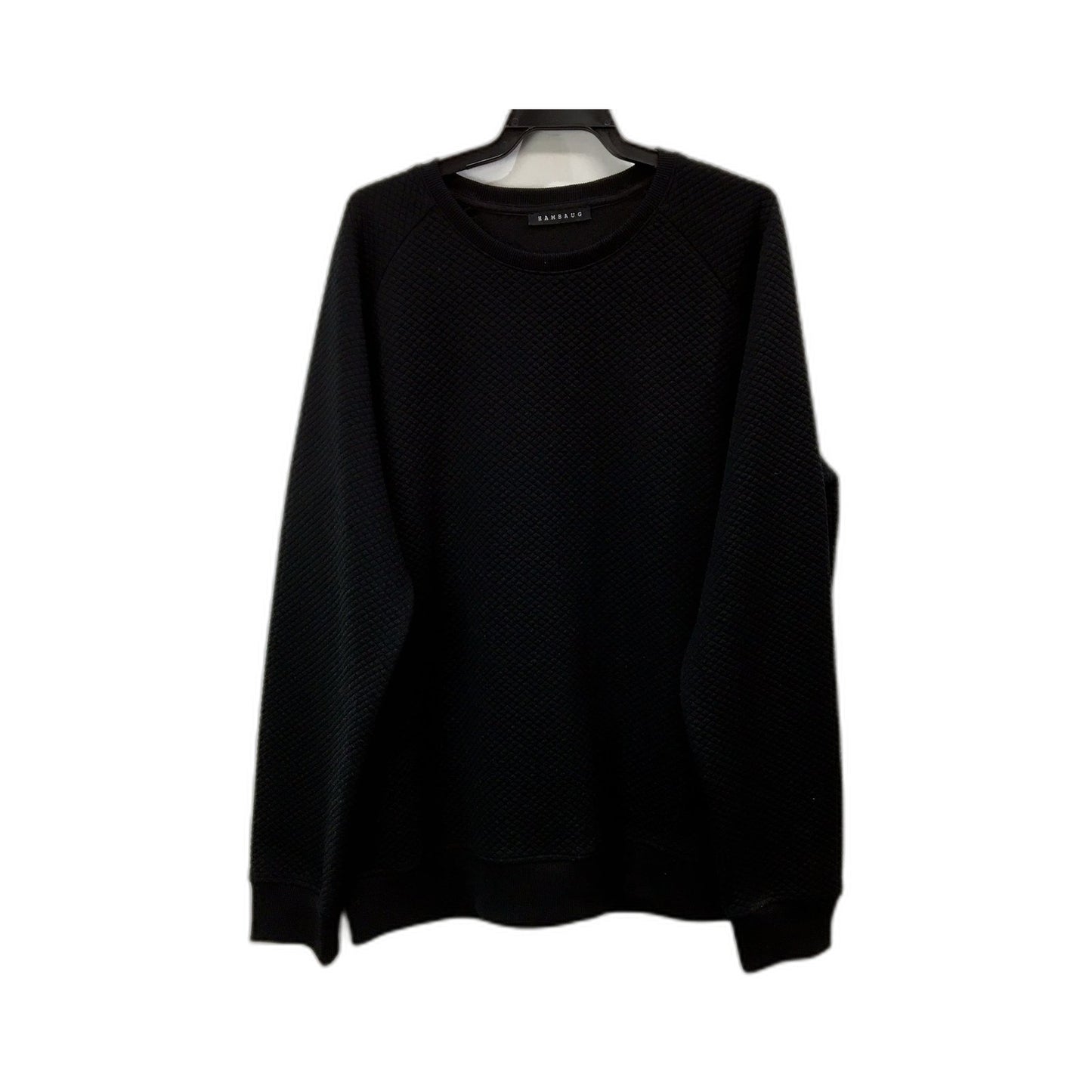 Hambaug Mens Textured Knit Pullover Sweatshirt Comfortable Crew Neck Black NEW