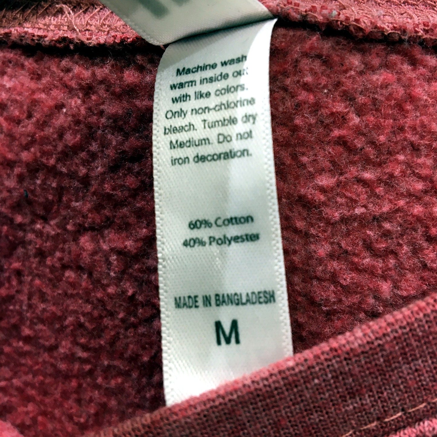 Burgundy Pullover Sweatshirt Womens with Graphic Design, Size M