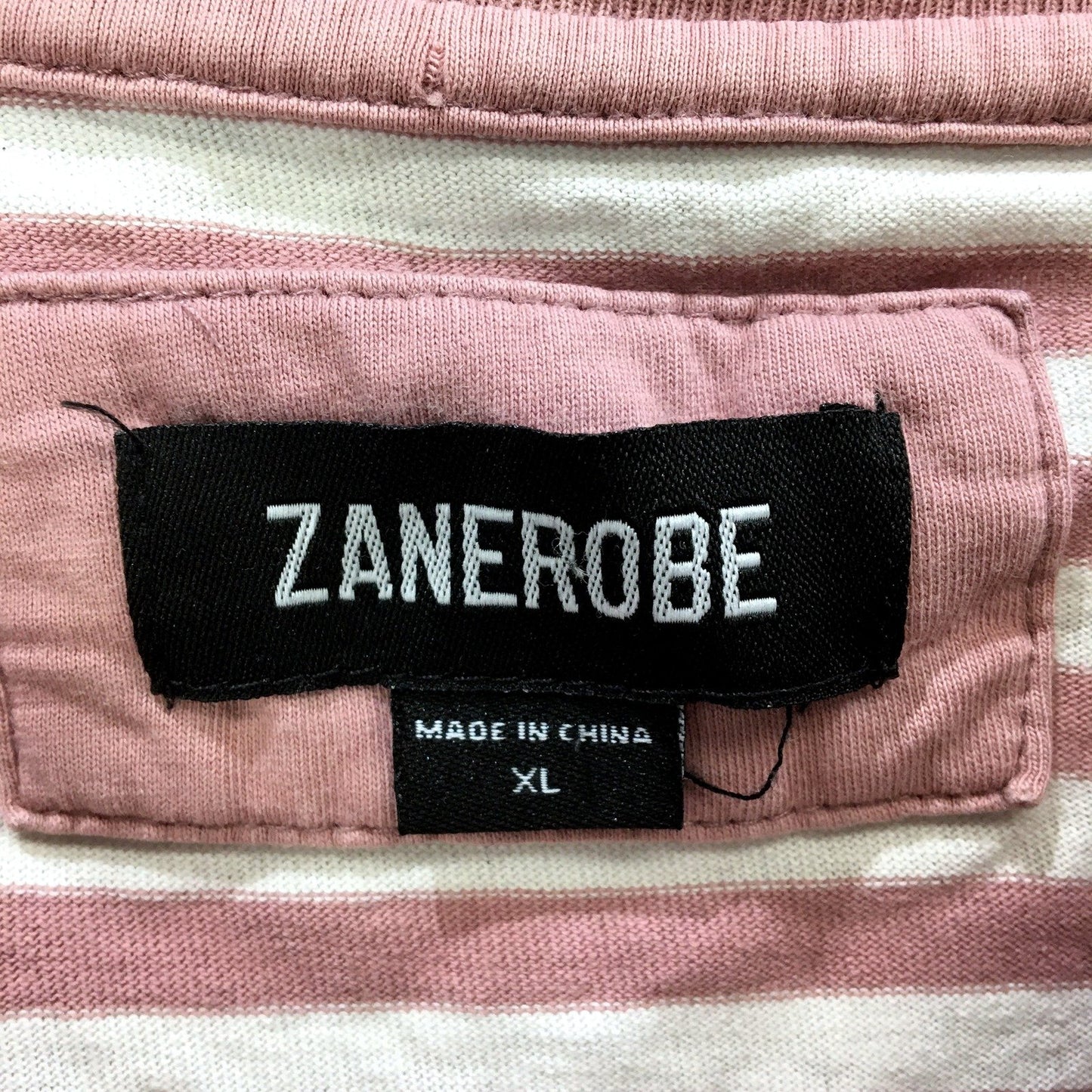 Zanerobe Mens Striped T-Shirt Comfortable Pink and White Stripes Size XL
