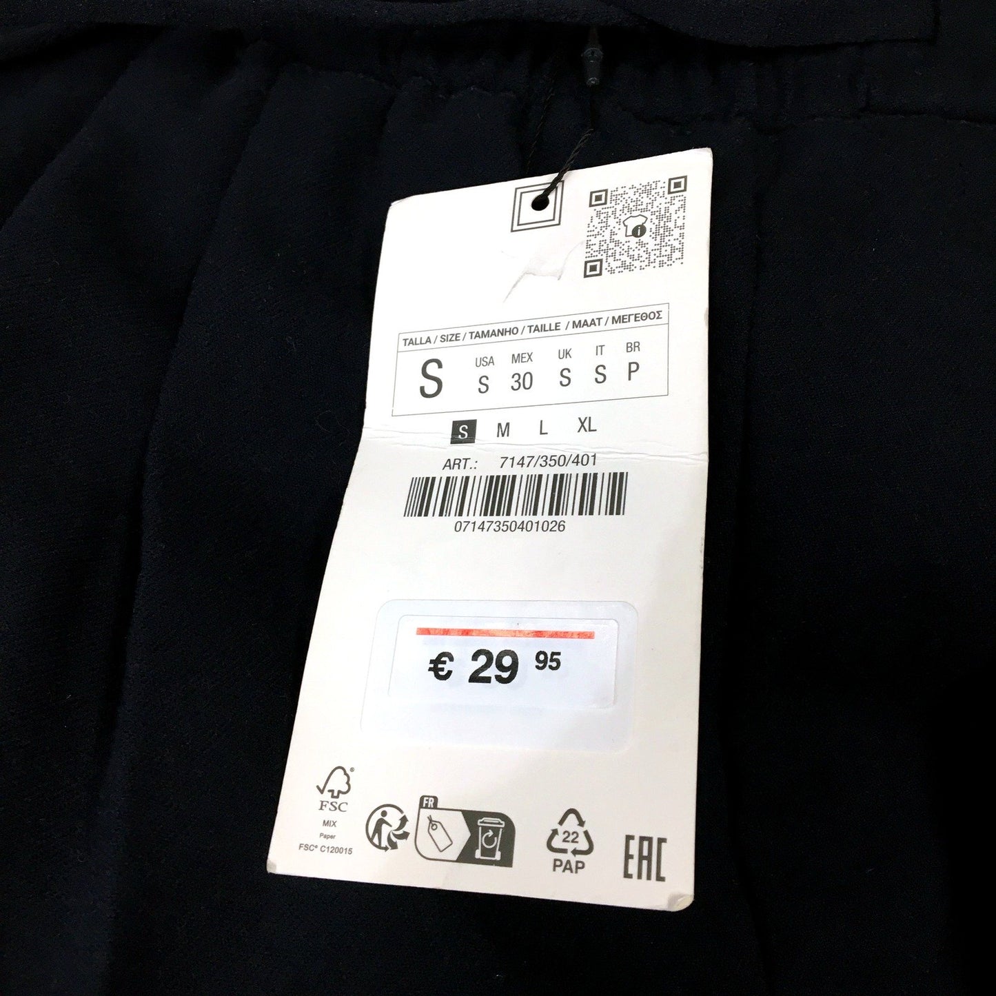 Zara Womens Relaxed Fit Pants Relaxed Fit Black Pants - Small Size NEW