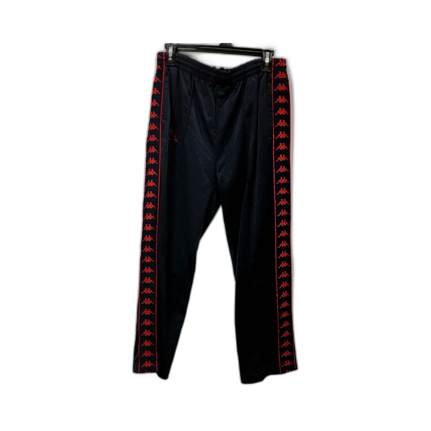 Kappa Mens Track Pants Black and Red Polyester Athletic Side Stripe Size Medium