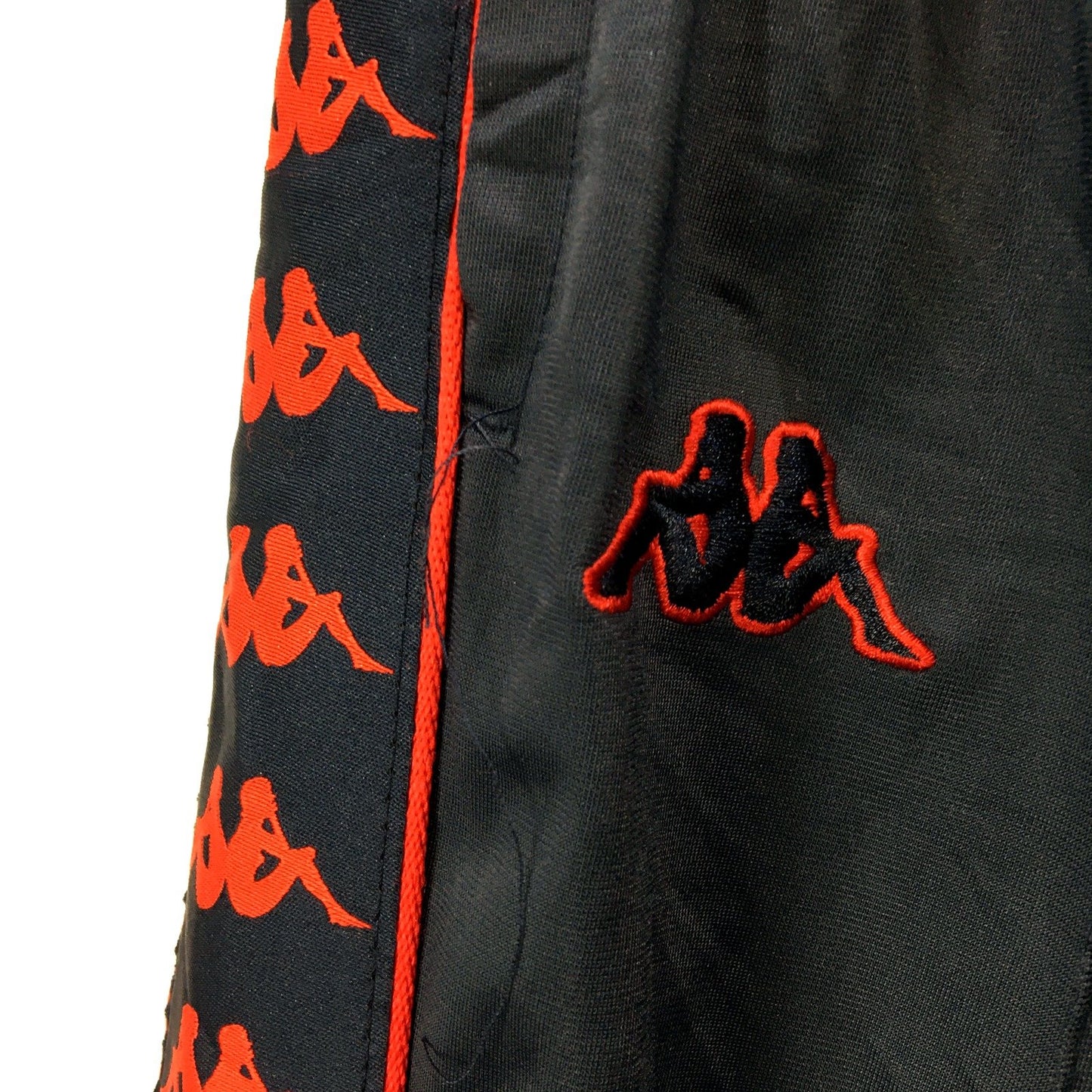 Kappa Mens Track Pants Black and Red Polyester Athletic Side Stripe Size Medium