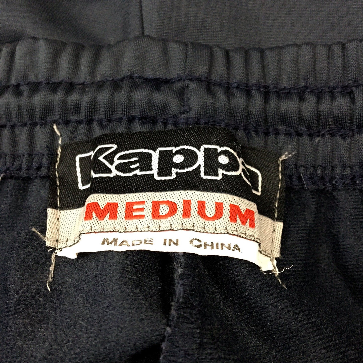 Kappa Mens Track Pants Black and Red Polyester Athletic Side Stripe Size Medium