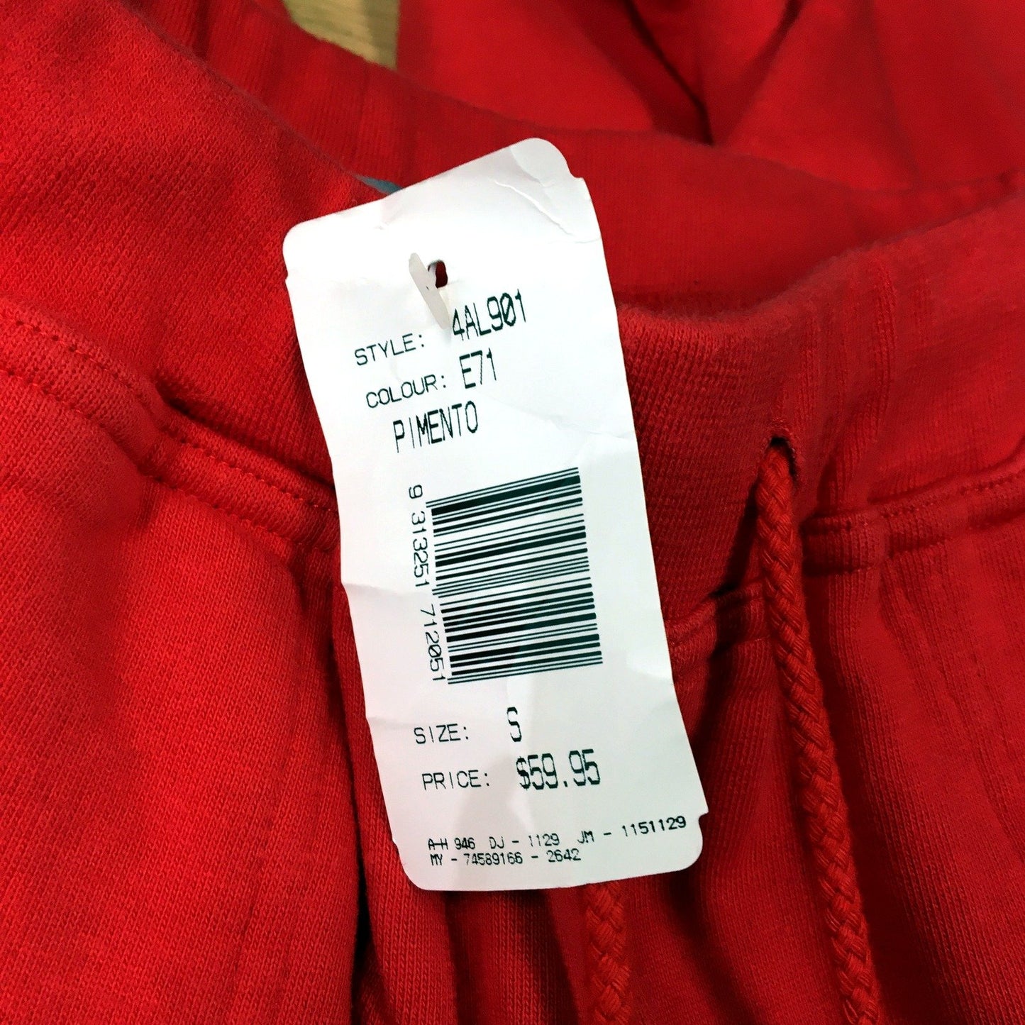 Esprit Mens Comfortable Cotton Sweatpants Joggers in Red, Size S NEW
