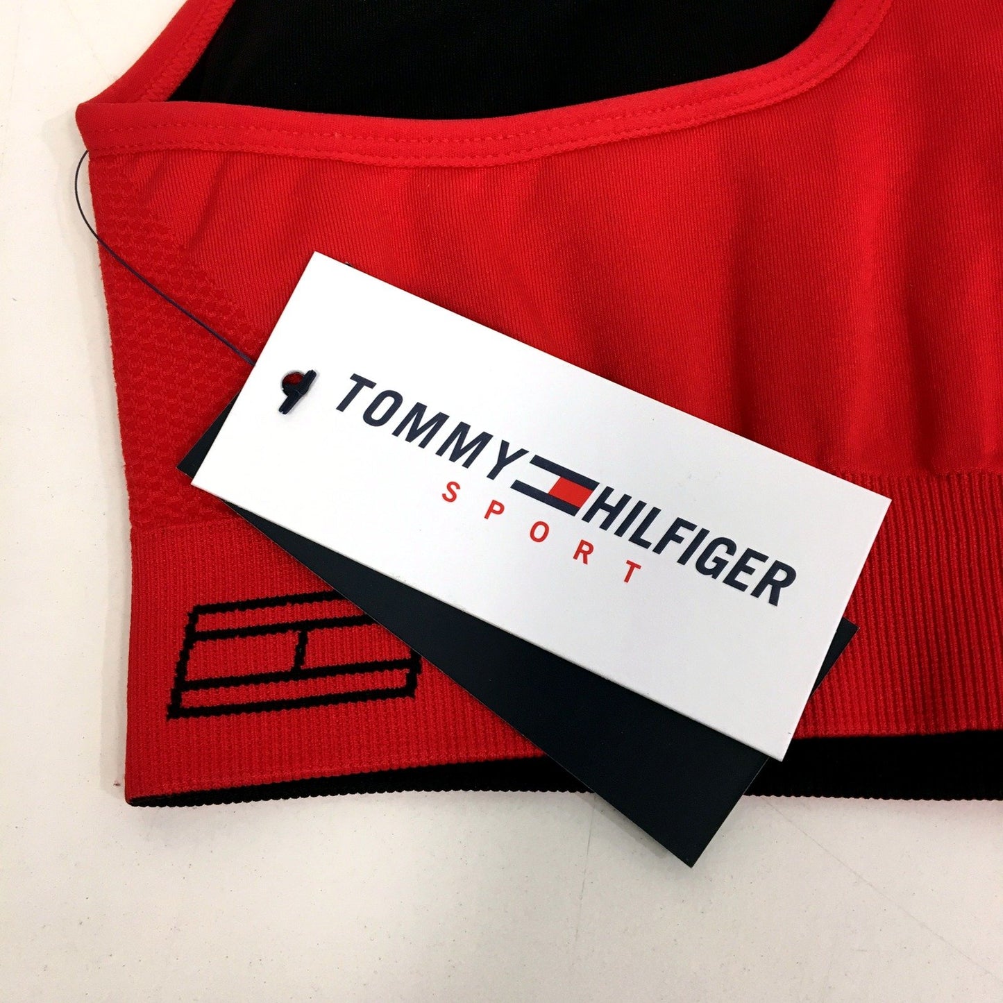 Tommy Hilfiger Womens Sports Bra Racerback Mesh Red Activewear XS NEW