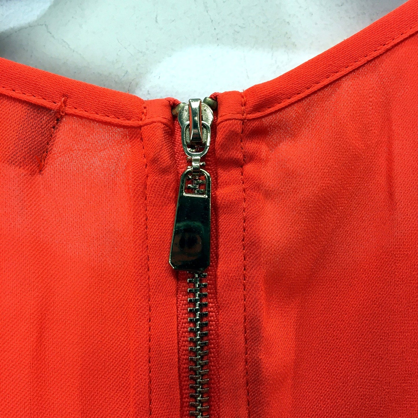 TEMT Collection Womens Sleeveless Top with Layered Zipper Design Orange Size 8