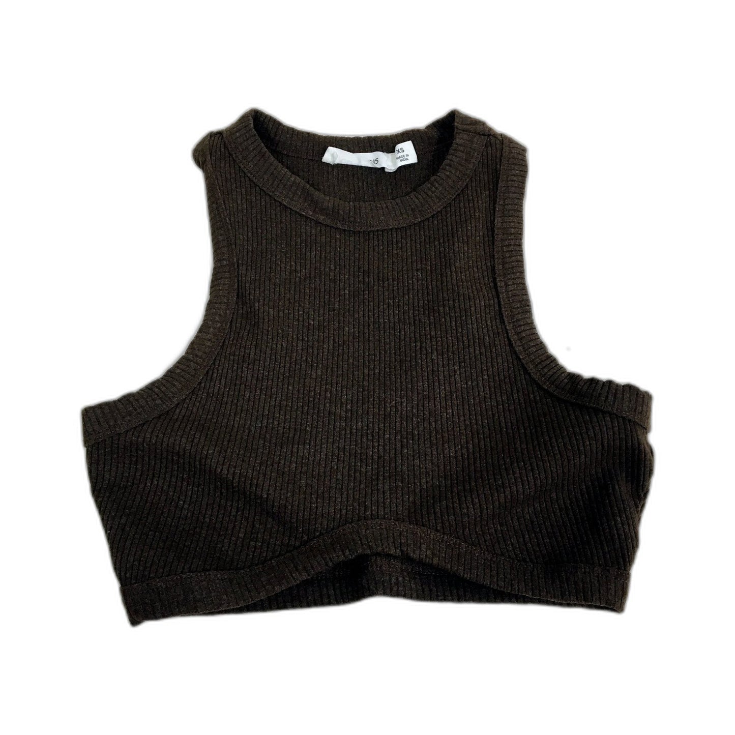 Glassons Womens Ribbed Knit Pullover Cropped Tank in Brown, Size XS