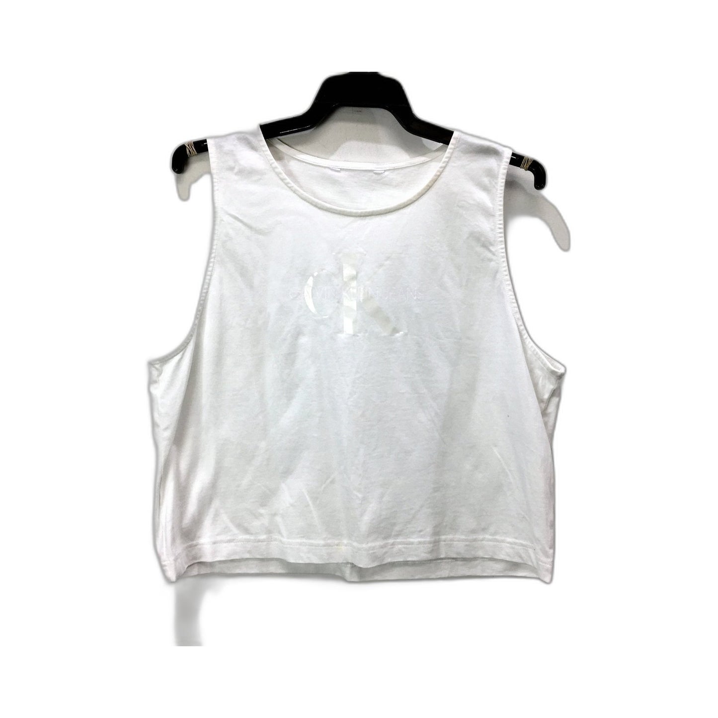 Calvin Klein Tank Top Cropped Womens Cropped Tank Top in Soft White Cotton, Sz S