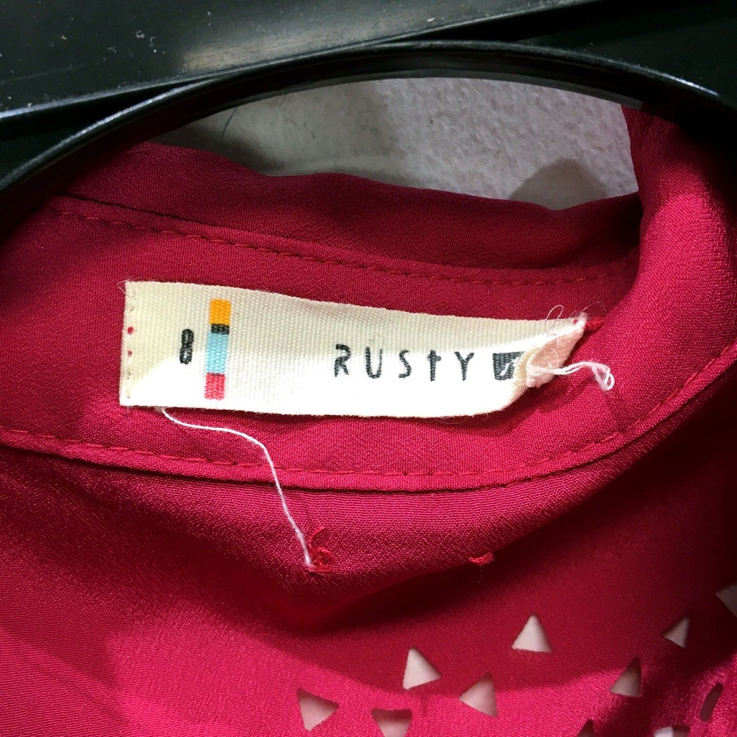 Rusty Womens Sleeveless Blouse Sleeveless Fuchsia Cutout Blouse - Stylish Size 8
