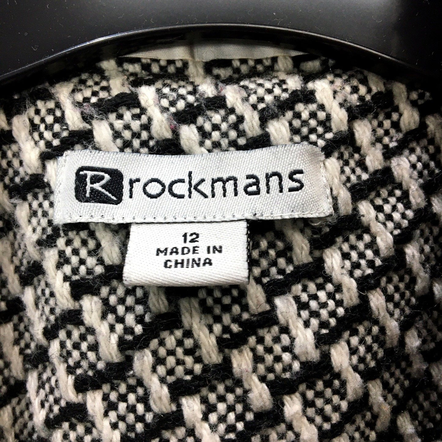 Rockmans Womens Wool Jacket Textured Pullover Sweater Black and White Size 12