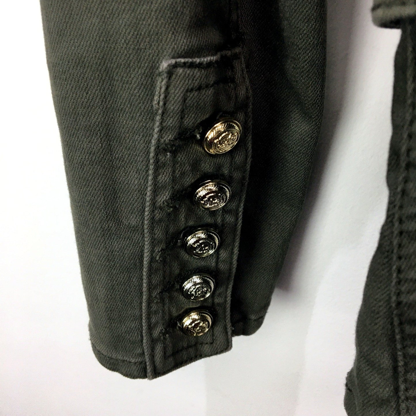 Decjuba Womens Olive Green Denim Jacket - Casual Outerwear Size 10