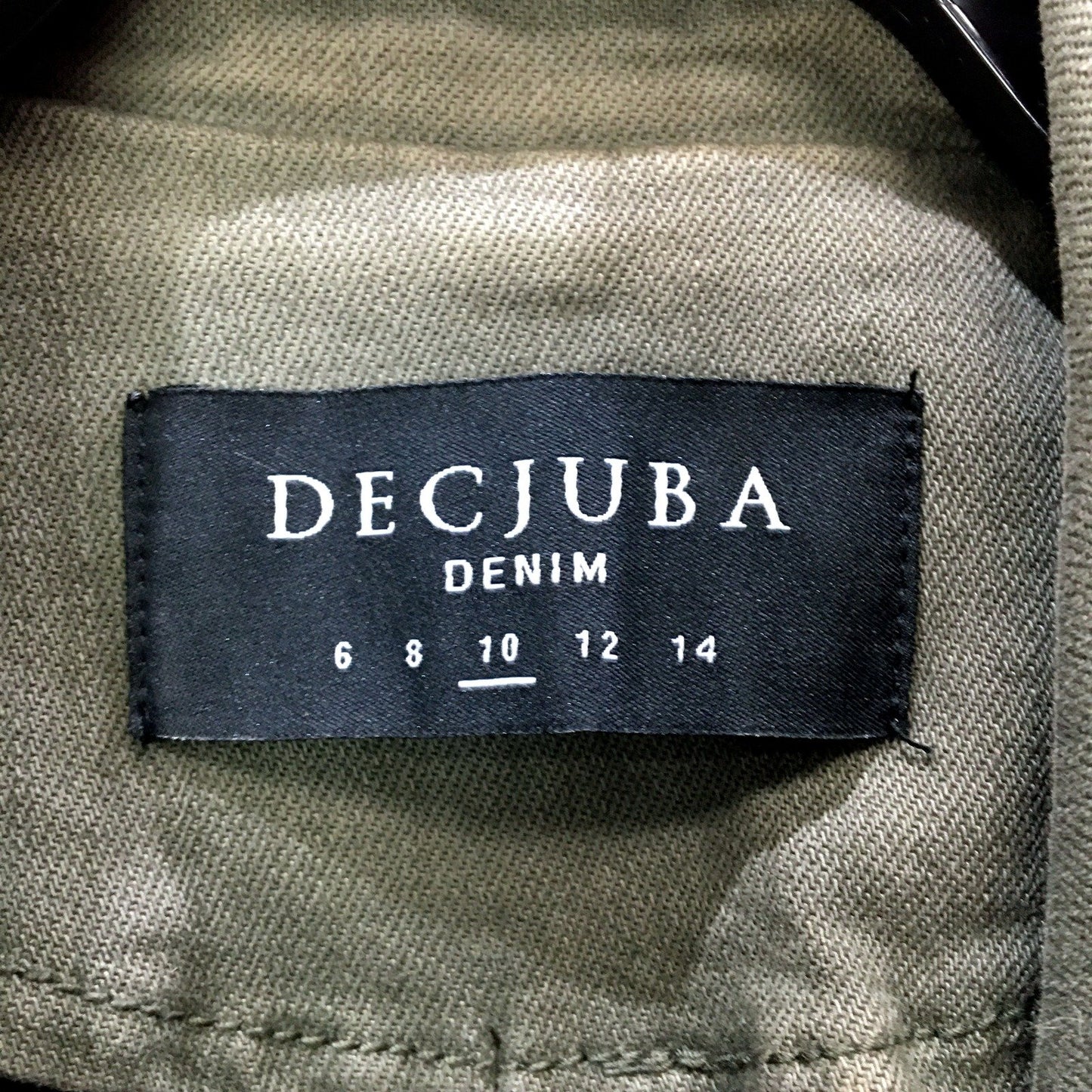 Decjuba Womens Olive Green Denim Jacket - Casual Outerwear Size 10