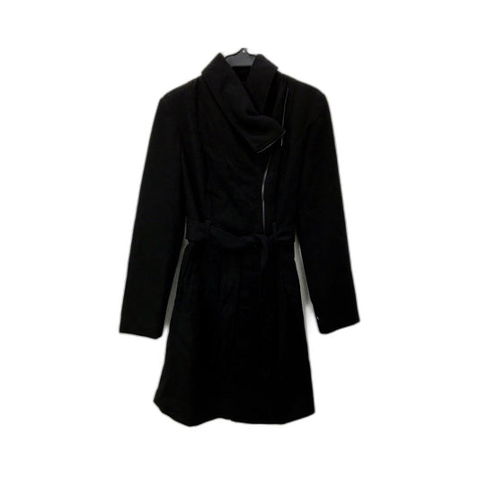 George Womens Black Belted Wool Coat with Zipper Shawl Collar Size 10