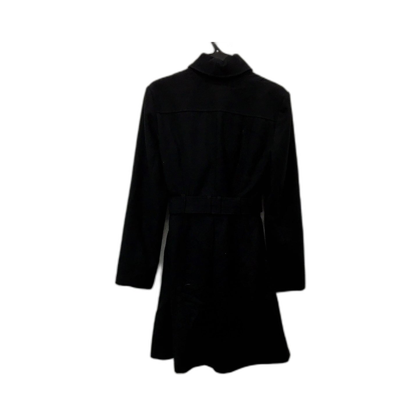 George Womens Black Belted Wool Coat with Zipper Shawl Collar Size 10