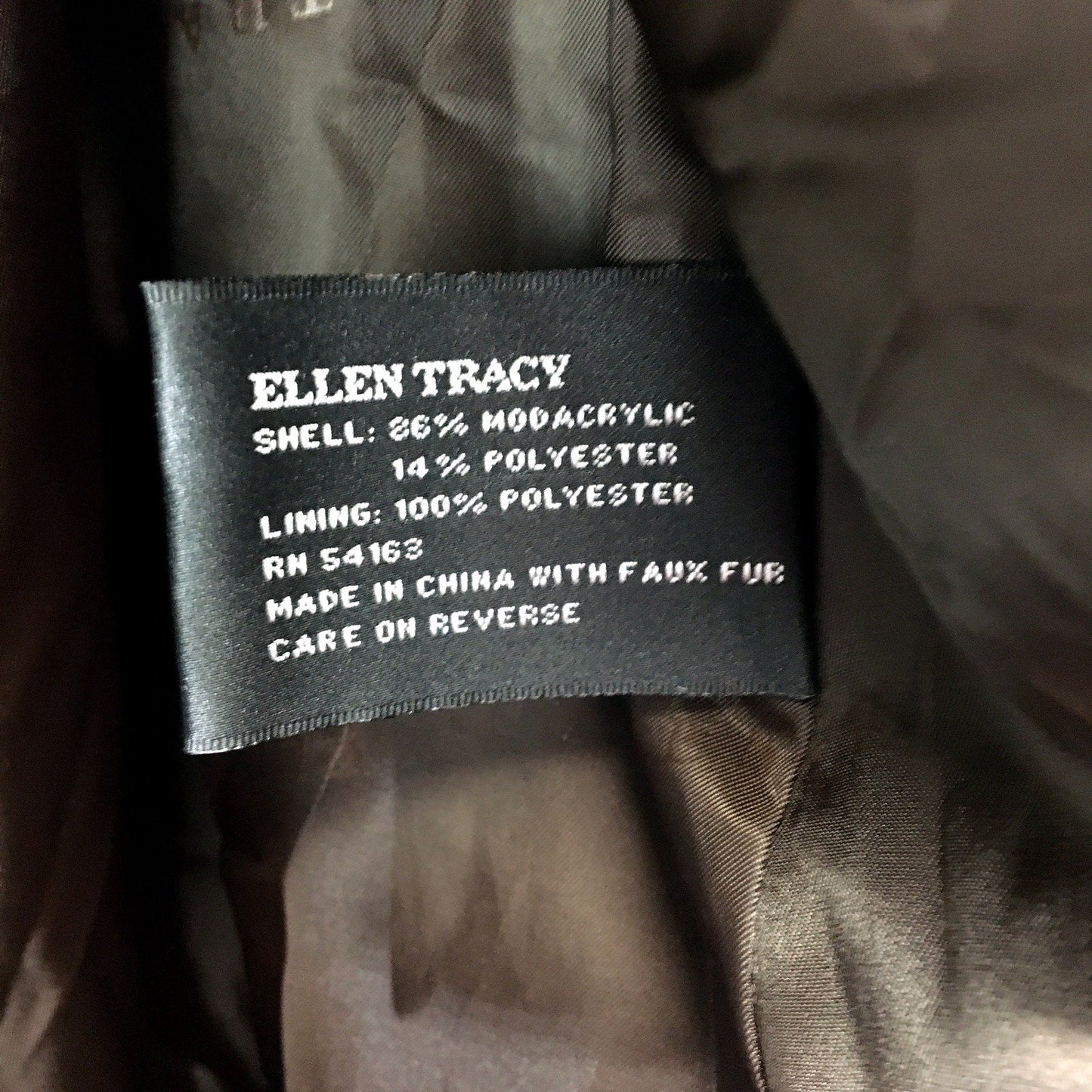 Ellen Tracy Womens Faux Fur Coat in Brown, Size S