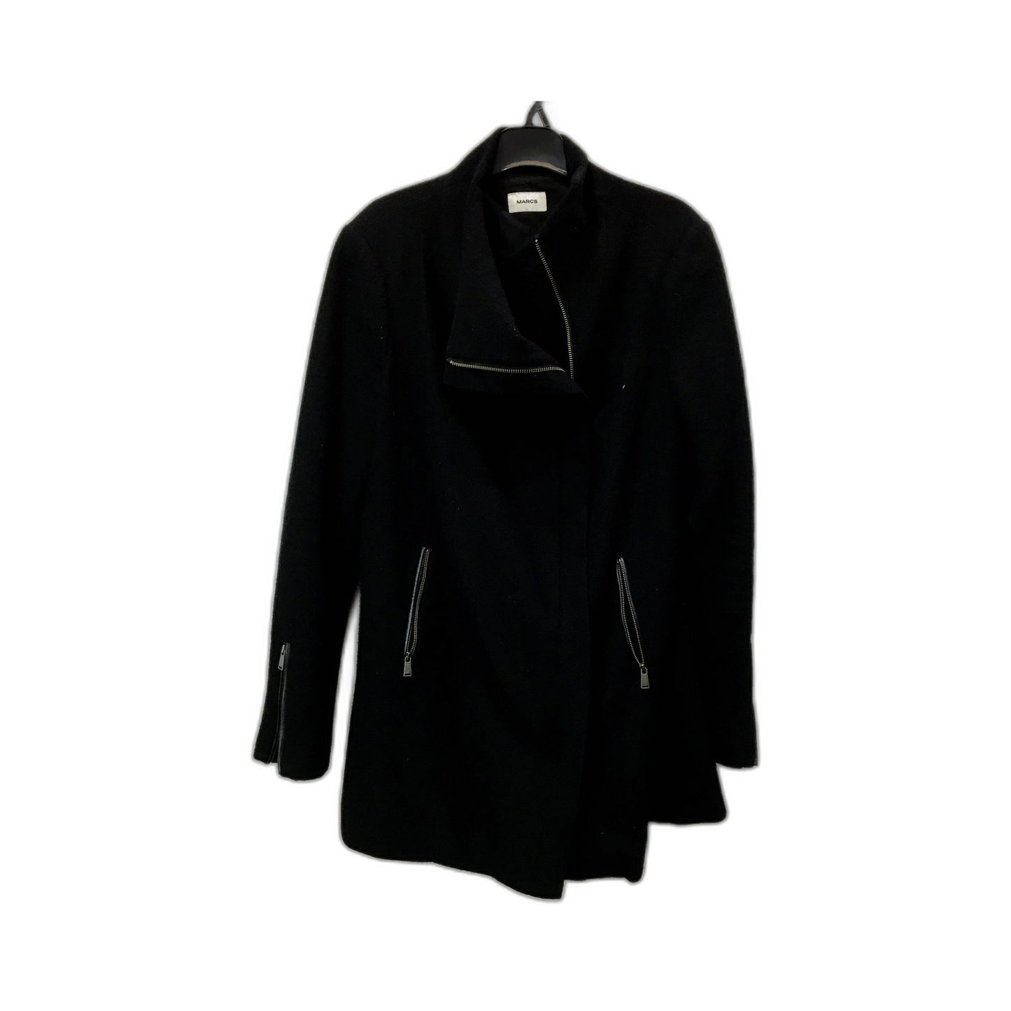 Marcs Womens Wool Coat Black Wool Moto Coat Jacket for Plus Size 14 Fashion