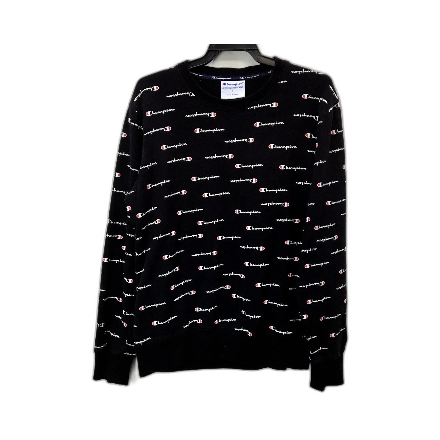 Champion Unisex Pullover Sweatshirt Black Comfortable Cotton Blend Size S