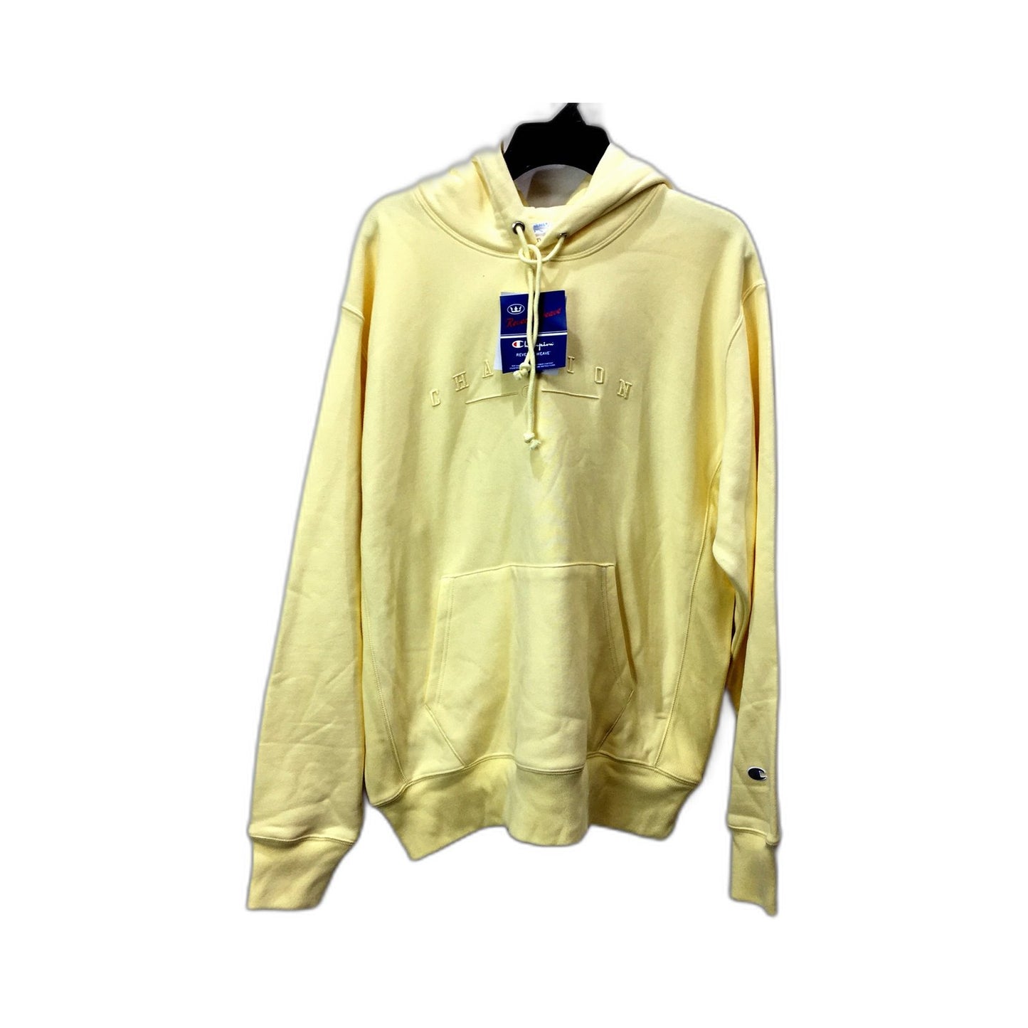 Champion Mens Reverse Weave Pullover Hoodie in Post Yellow, Size L NEW