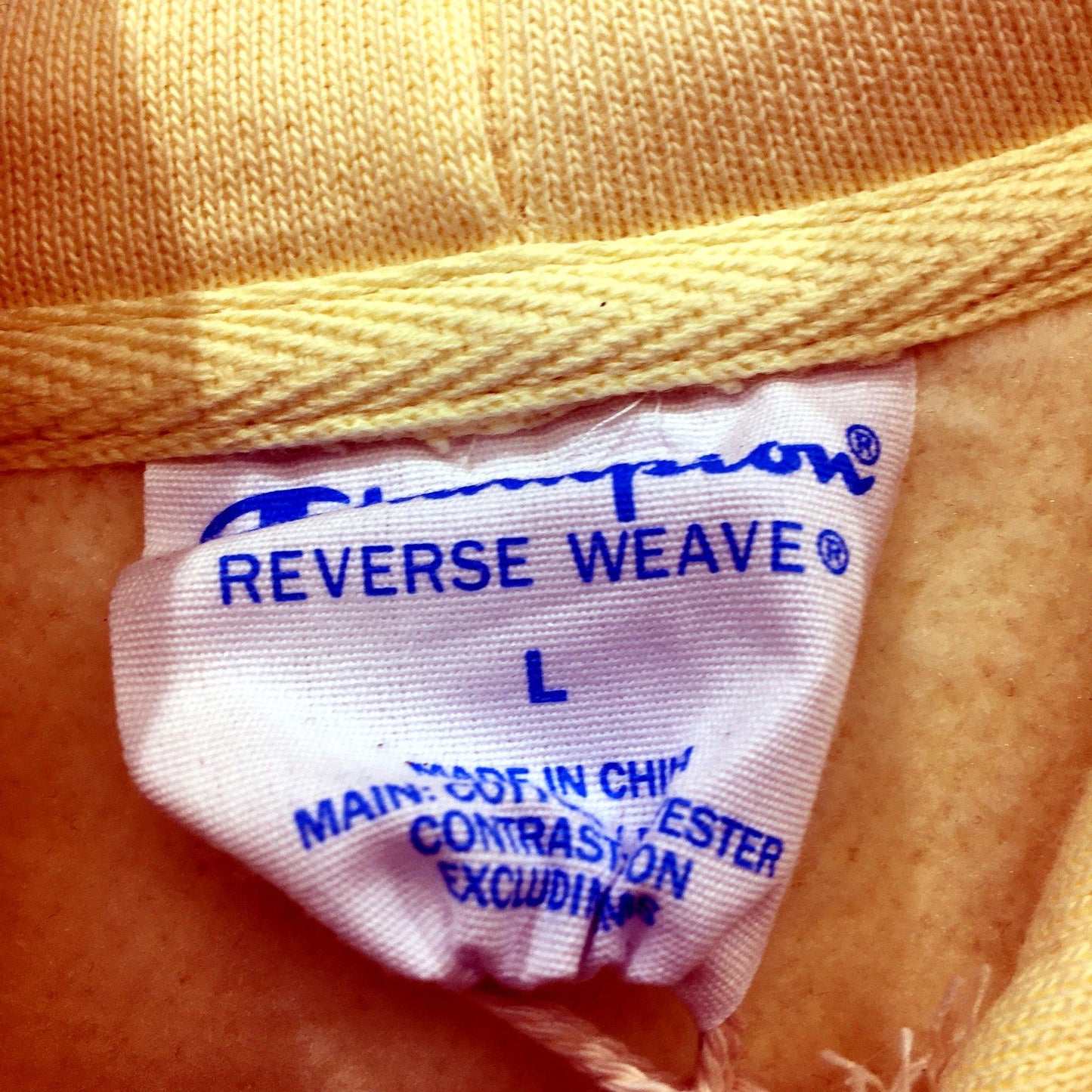 Champion Mens Reverse Weave Pullover Hoodie in Post Yellow, Size L NEW