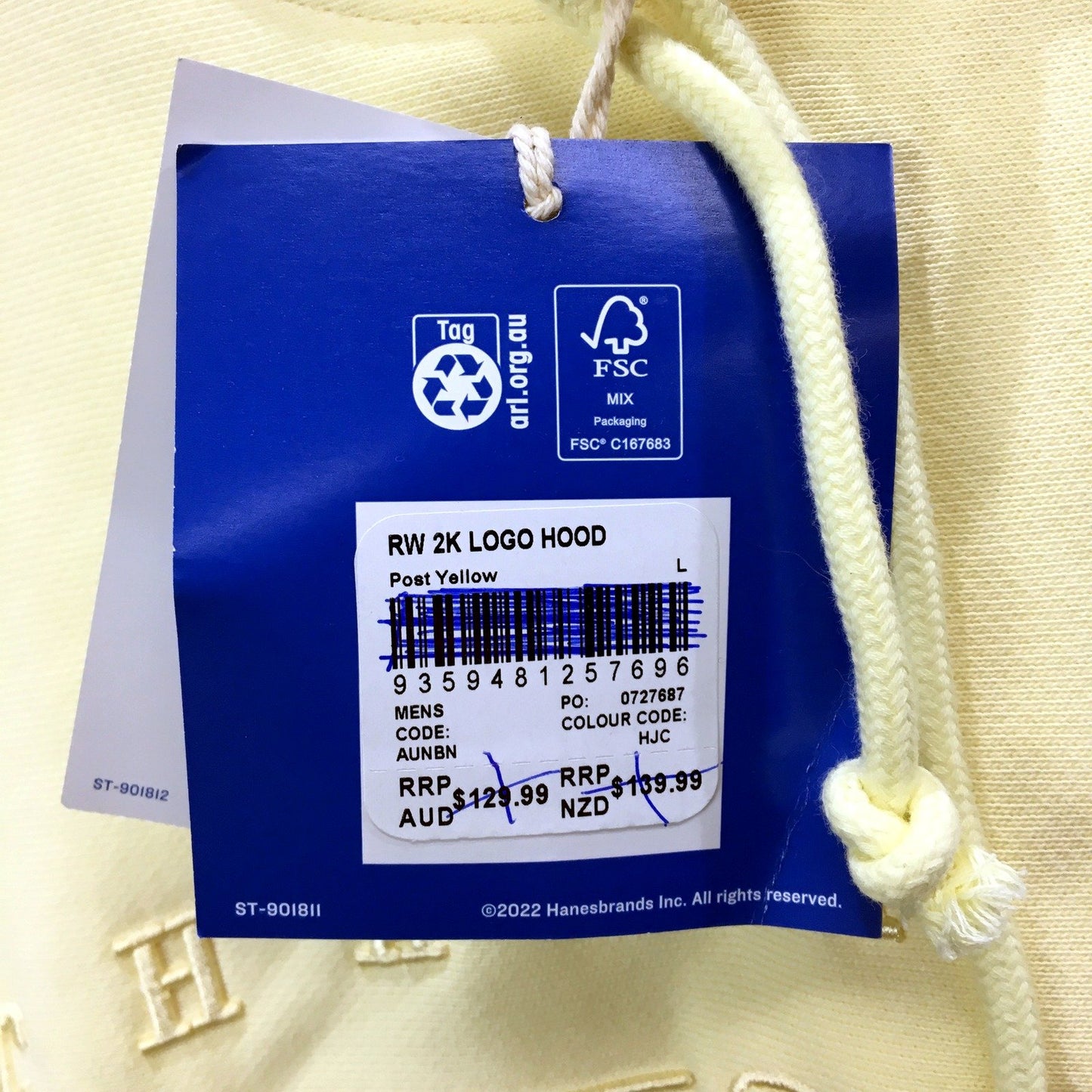 Champion Mens Reverse Weave Pullover Hoodie in Post Yellow, Size L NEW