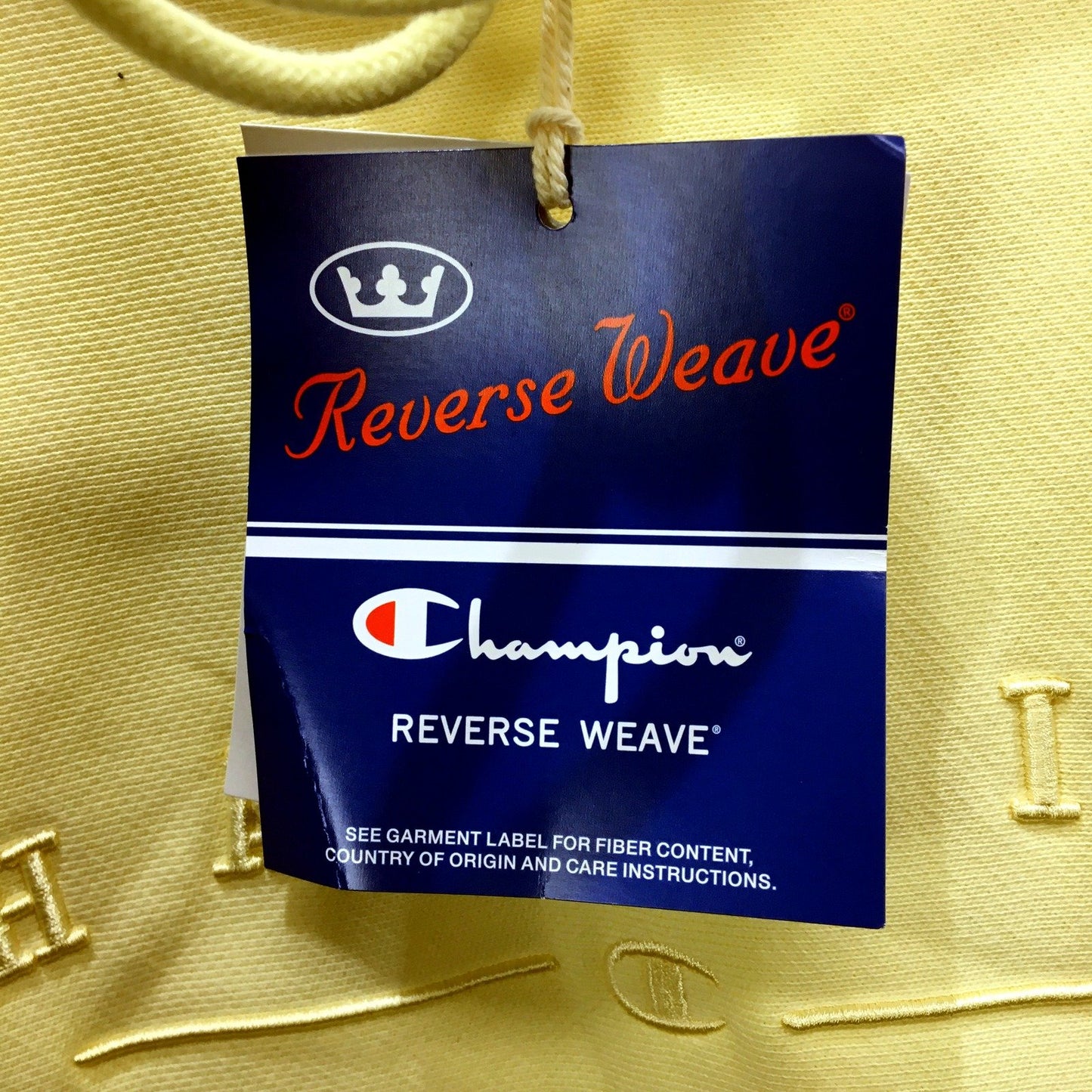 Champion Mens Reverse Weave Pullover Hoodie in Post Yellow, Size L NEW