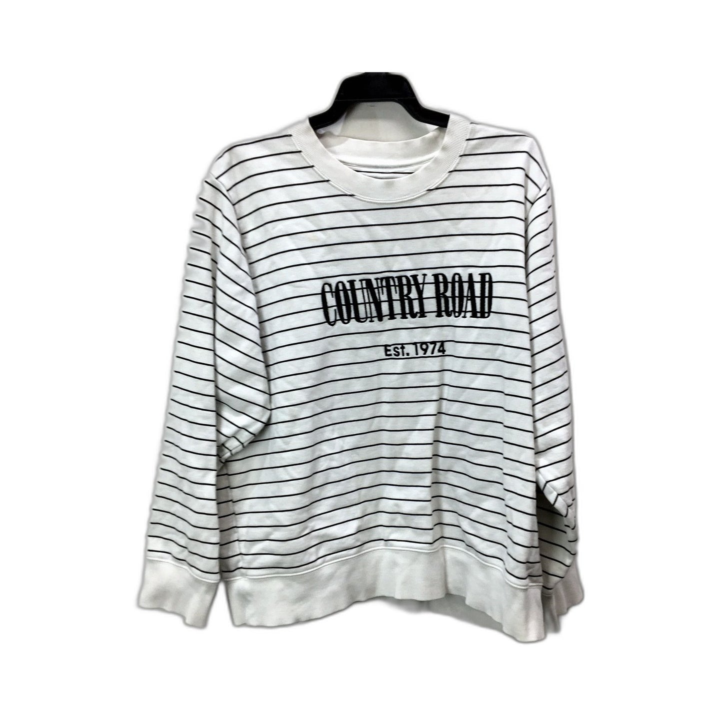 Country Road Womens Striped Pullover Sweatshirt Comfortable Cotton White and