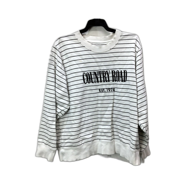 Country Road Womens Striped Pullover Sweatshirt Comfortable Cotton White and