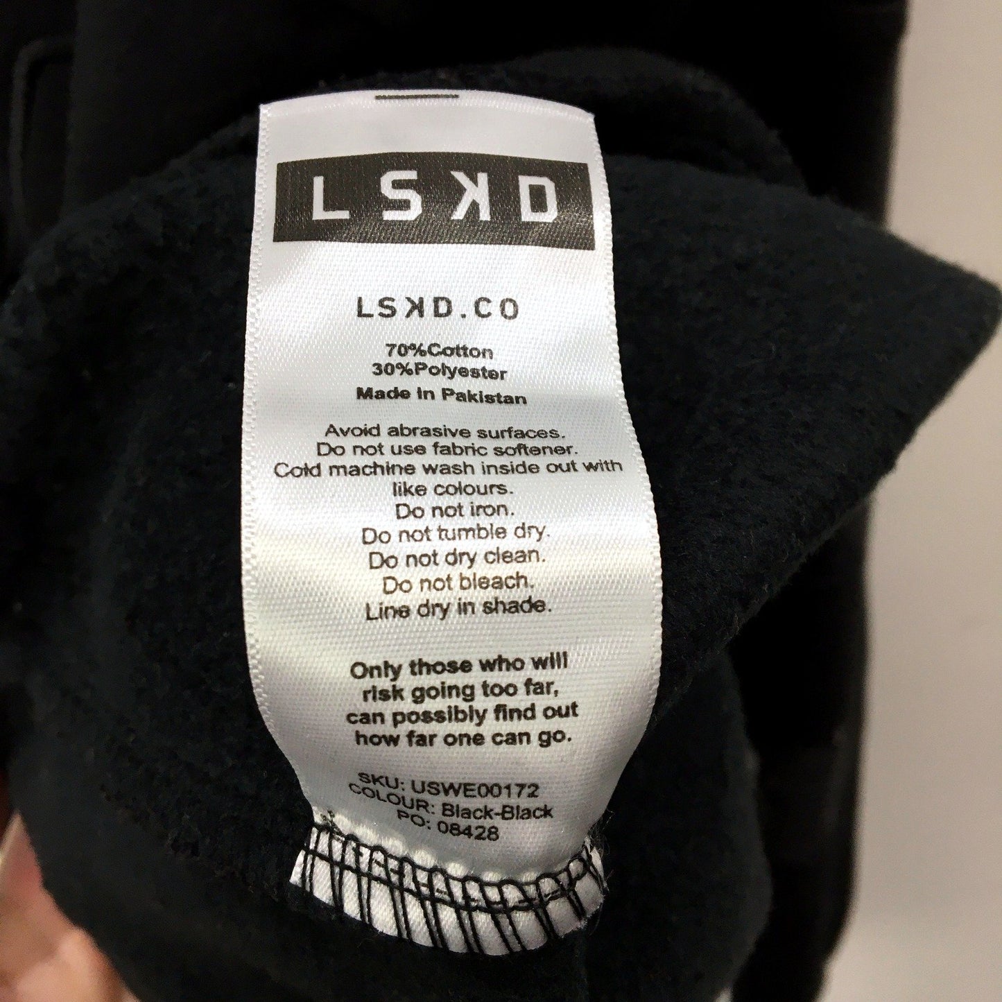 LSKD Mens Oversized Pullover Sweatshirt Black Streetwear Style Size XS