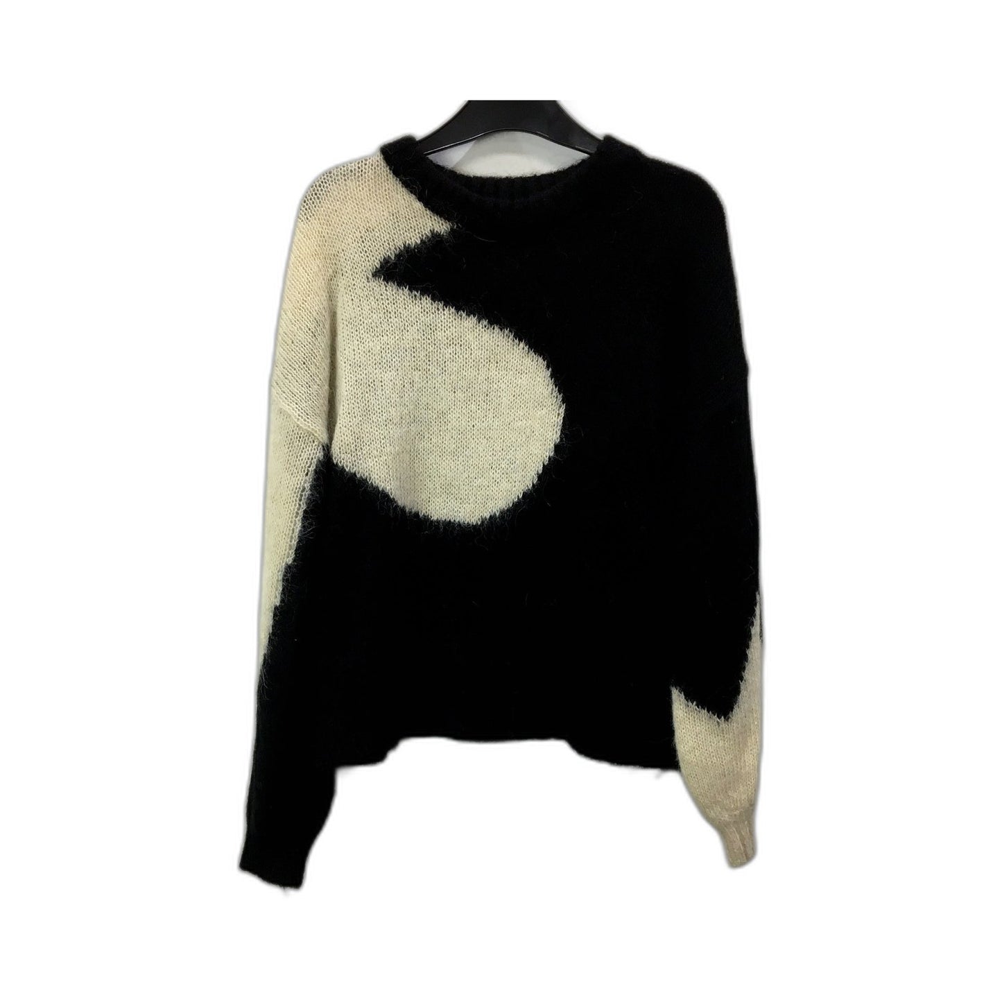 Gorman Womens Colorblock Wool Sweater in Black and Beige, Size 8