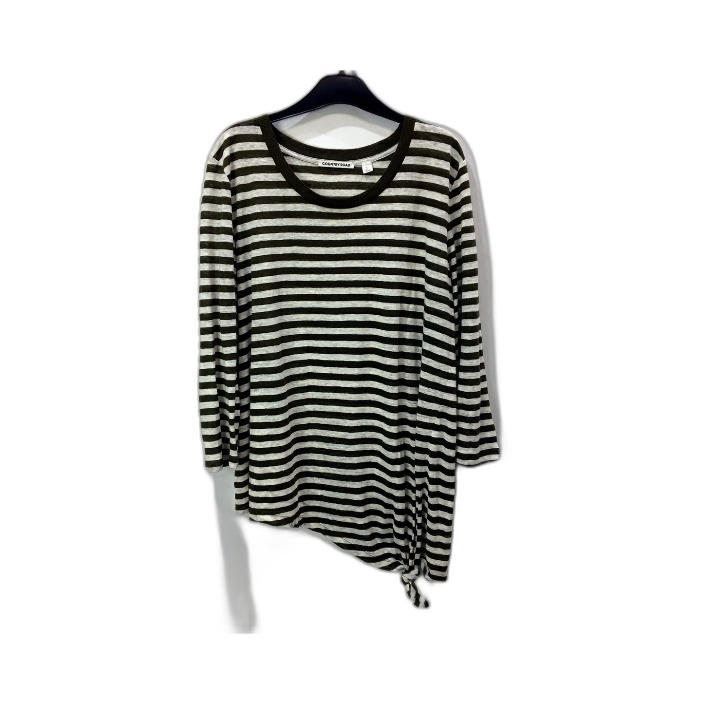 Country Road Long-Sleeve Shirt Womens  Black and White Striped Sz L