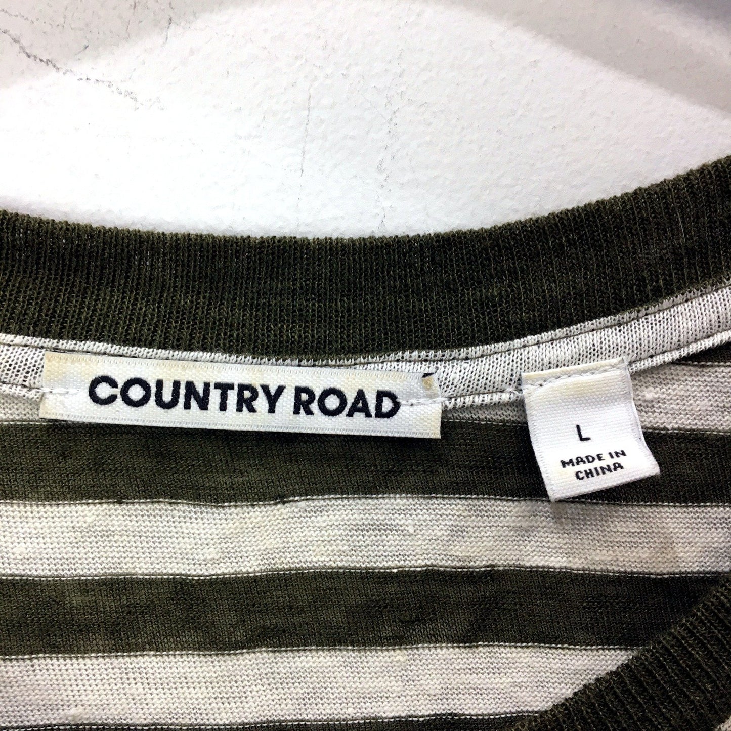 Country Road Long-Sleeve Shirt Womens  Black and White Striped Sz L