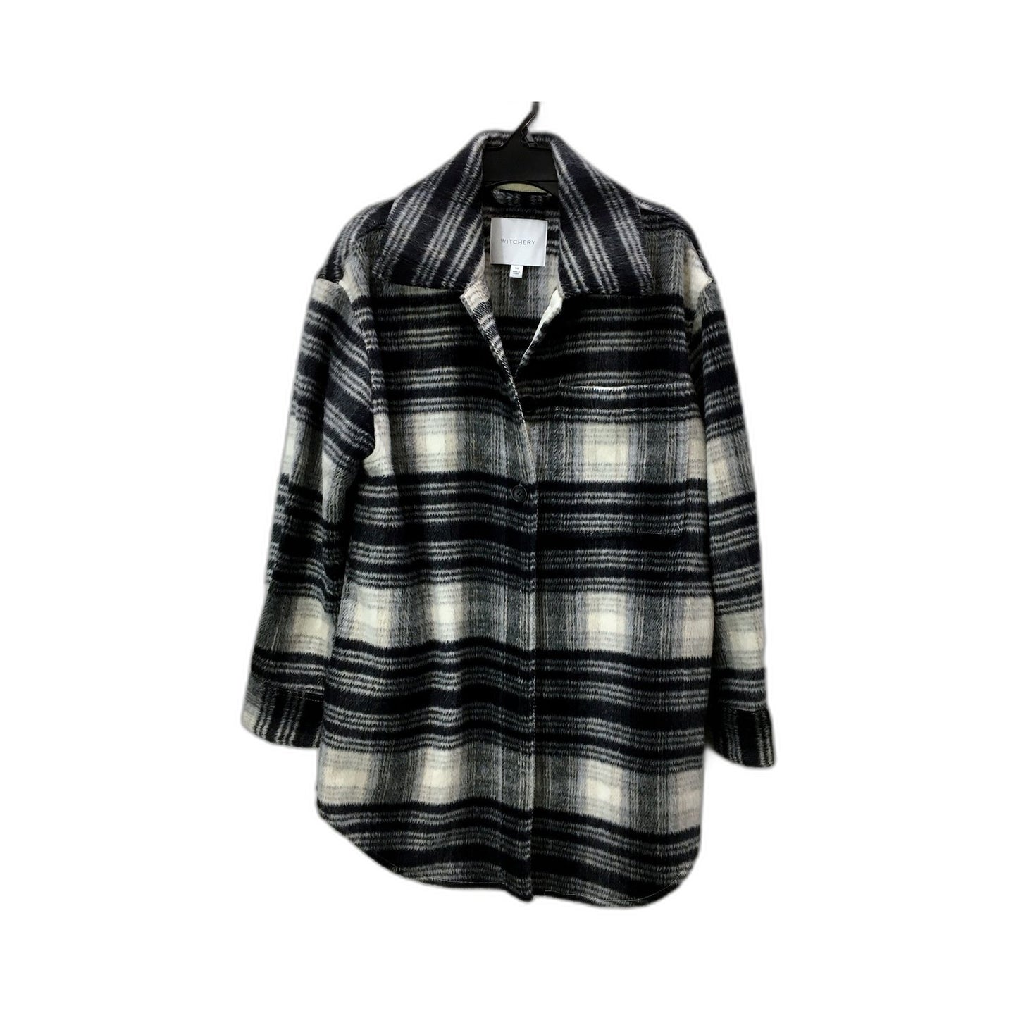 Witchery Womens Plaid Wool Blend Coat Warm Comfortable Multi Color Size 10