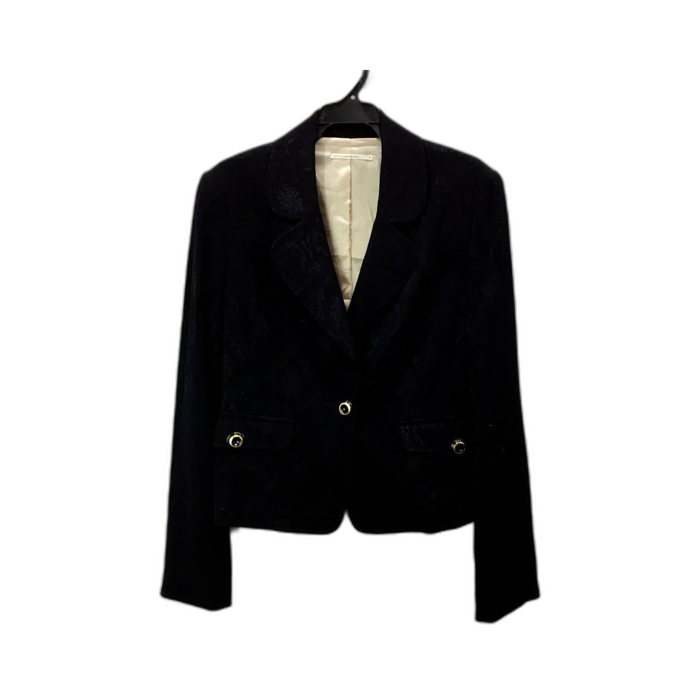 Jane Lamerton Womens Textured Cropped Black Blazer Size 14