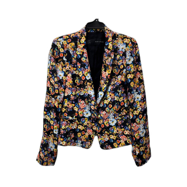 Zara Womens Floral Print Blazer Comfortable Stylish Multicolor Size Small